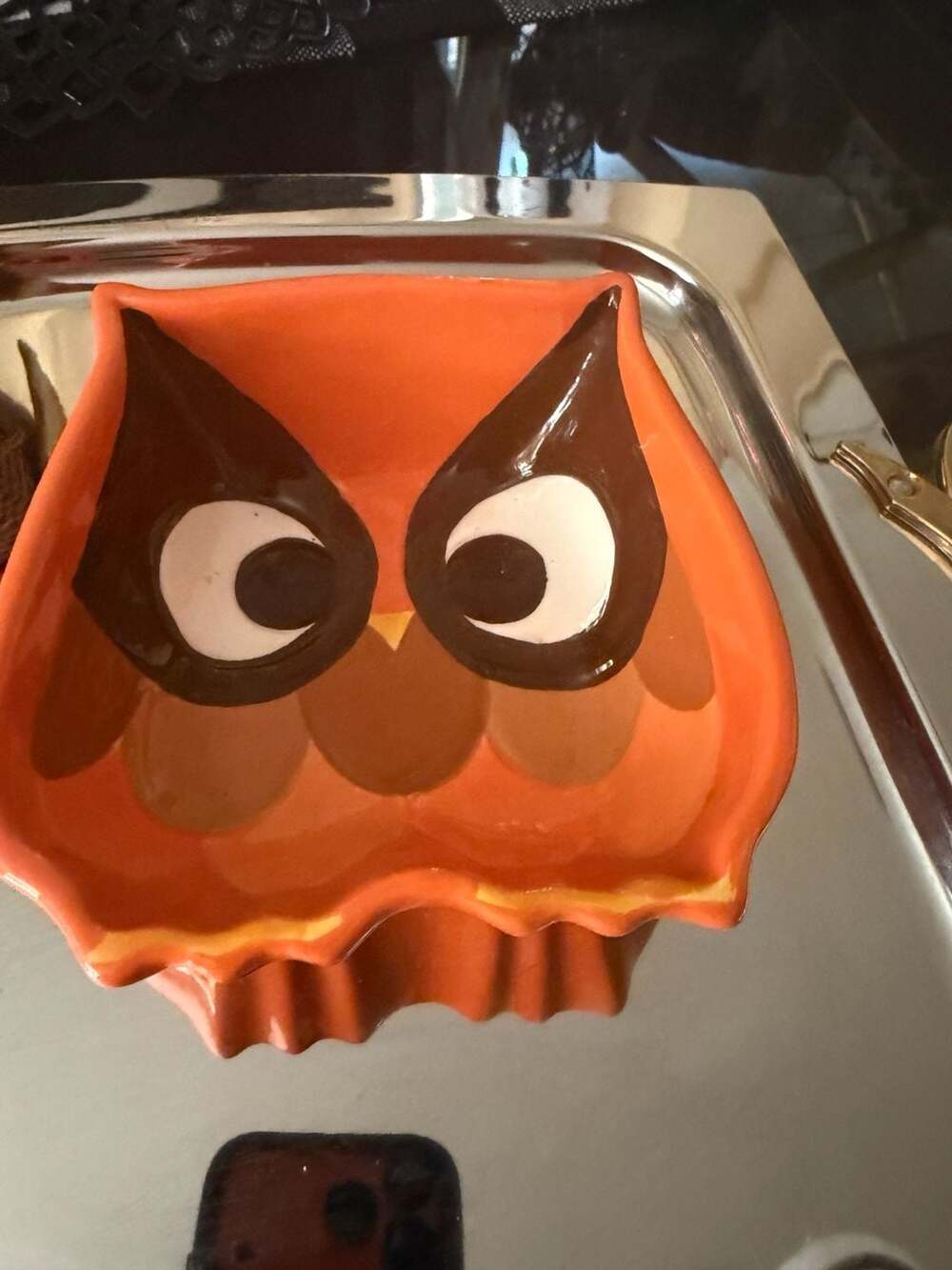 Mesa Home Products Owl Serving Dish Orange Brown